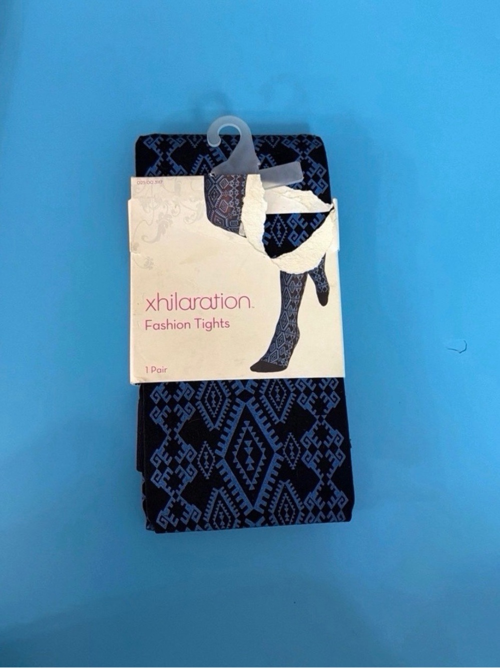 NEW Y2K Size S/M Xhilaration Blue / Black Geometric Diamond Fashion Tights